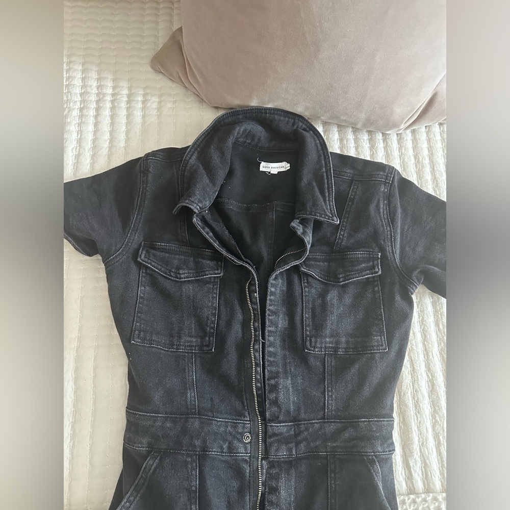 Good American Fit For Success Black Denim Jumpsuit - Picture 2 of 3